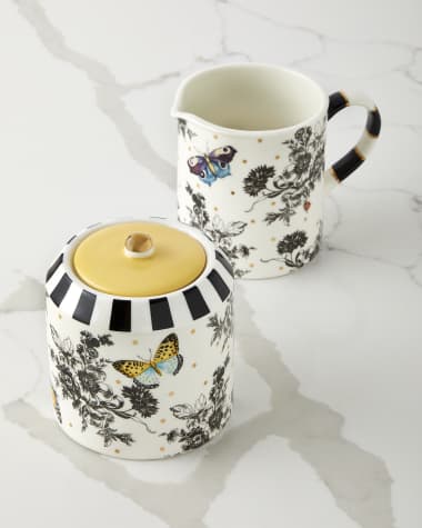 MacKenzie-Childs Butterfly Toile Creamer and Sugar Set