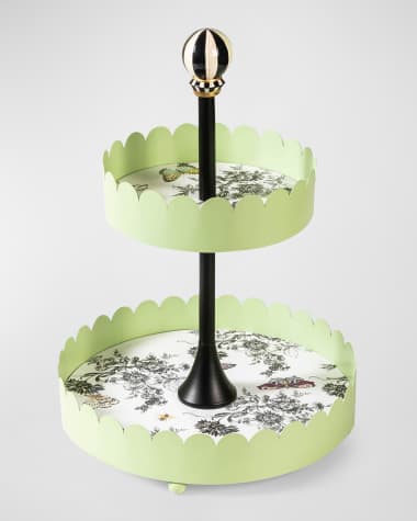 MacKenzie-Childs Butterfly Toile Two Tiered Stand