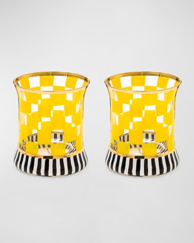 MacKenzie-Childs Carnival Yellow 8 oz. Tumbler Glasses, Set of 2