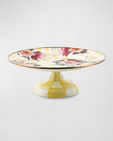 MacKenzie-Childs Wildflowers Enamel Small Pedestal Platter