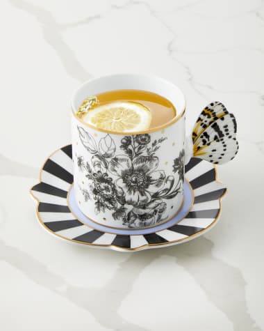 MacKenzie-Childs Butterfly Toile Mug Saucer Set