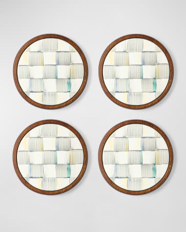MacKenzie-Childs Sterling Check Enamel Coasters, Set of 4