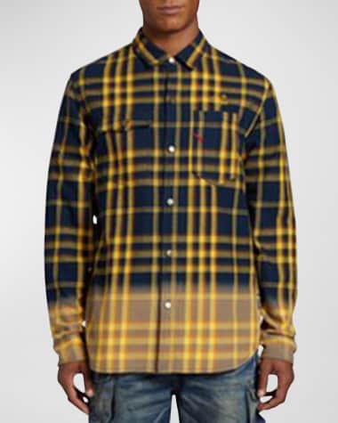 PRPS Men's Sill Faded Plaid Snap-Front Shirt