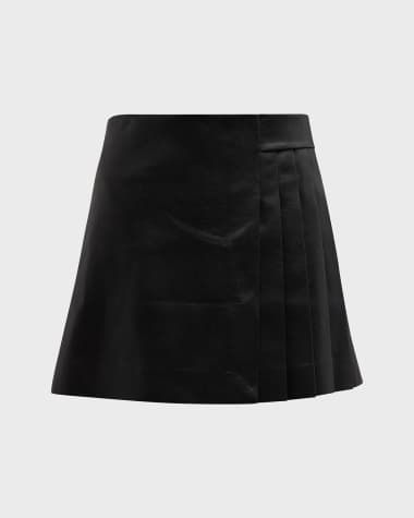 Alice + Olivia Toni Vegan Leather Asymmetric Pleated Mini Skirt