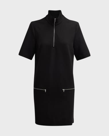 Rosetta Getty Quarter-Zip Mini Shift Dress