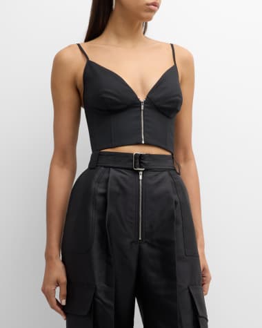 CHRISTOPHER JOHN ROGERS Zip-Front Bralette Top