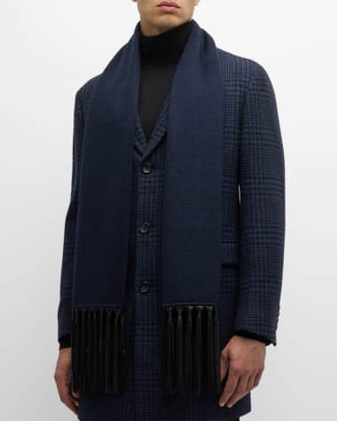 Alonpi Unisex Cashmere Leather-Fringe Scarf