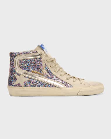Golden Goose Slide Mid-Top Glitter Multicolor Sneakers