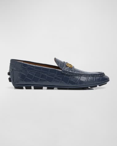 Bally Men's Croc-Effect Leather Drivers