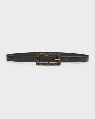 Saint Laurent Smooth Leather Belt With Rectangular Buckle