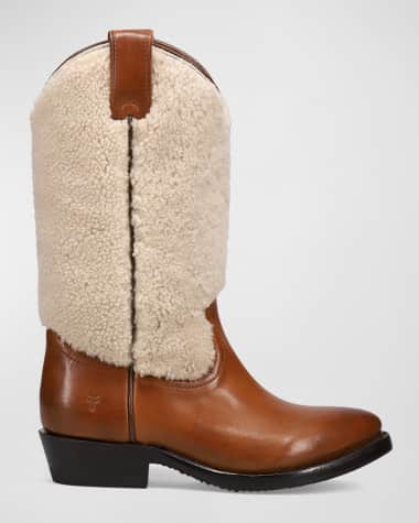 Frye Billy Leather Shearling Cowboy Boots
