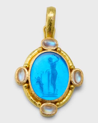 Elizabeth Locke 19K Venetian Glass Intaglio Diana and Cupid Pendant with Moonstone