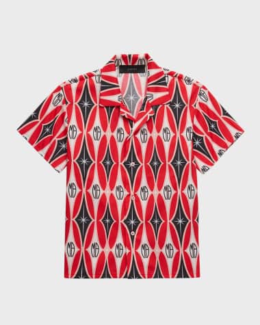 Amiri Boy's Argyle Print Button Down Shirt, Size 4-12