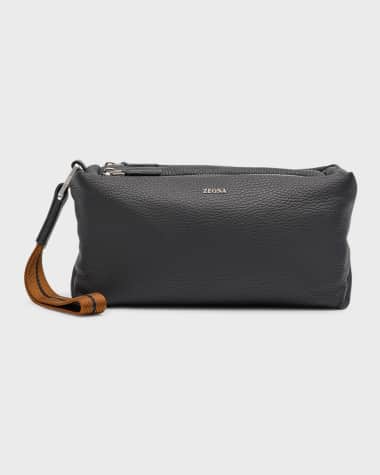 ZEGNA Men's Deerskin Double-Zip Pouch