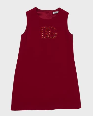 Dolce&Gabbana Girl's Rhinestone Embellished Logo-Print Tank Dress, Size 4-6