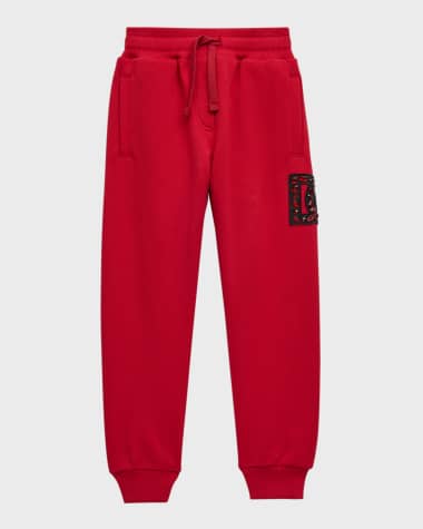 Dolce&Gabbana Girl's Joggers W/ Rhinestone Embroidered Logo, Size 8-12
