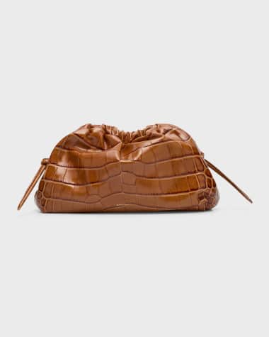 Mansur Gavriel Cloud Mini Croc-Embossed Clutch Bag