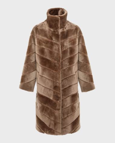 Gorski Reversible Chevron Lamb Shearling Coat
