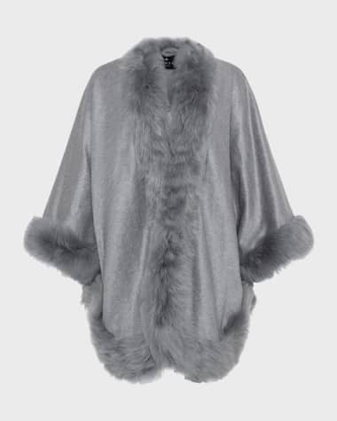 Gorski Cashmere Cape With Toscana Shearling Lamb Trim