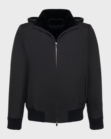 Gorski Men's Zip Jacket with Lamb Lining and Detachable Hood