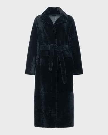 Gorski Reversible Shearling Lamb Belted Long Coat With Side Slits