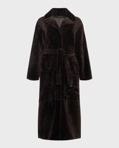 Gorski Reversible Shearling Lamb Belted Long Coat With Side Slits