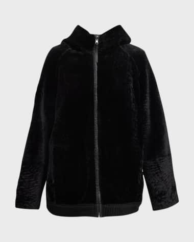 Gorski Reversible Shearling Lamb Zip Parka Jacket With Side Slits