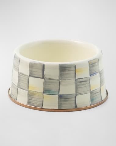 MacKenzie-Childs Sterling Check Enamel Pet Dish, Medium