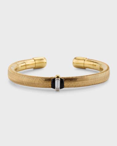 Nikos Koulis 18K Yellow Gold Feelings Bracelet with White Diamond Baguette