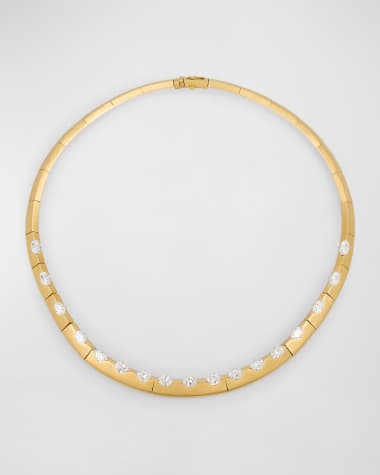 Nikos Koulis 18K Yellow Gold Me Necklace with Oval White Diamonds