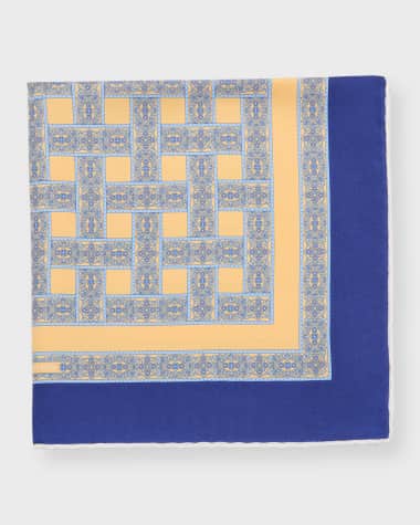 Stefano Ricci Men's Silk Quatrefoil-Print Handkerchief