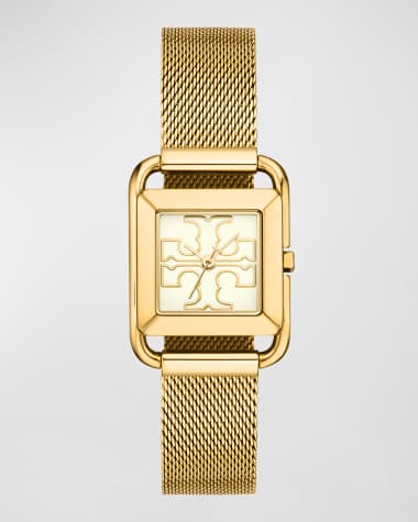 Tory Burch The Miller Square Stainless Steel Mesh Watch