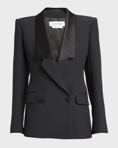 Alexander McQueen Tailored Blazer Jacket with Satin Lapel
