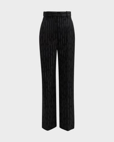 Alexander McQueen Straight-Leg Pinstripe Wool Trousers