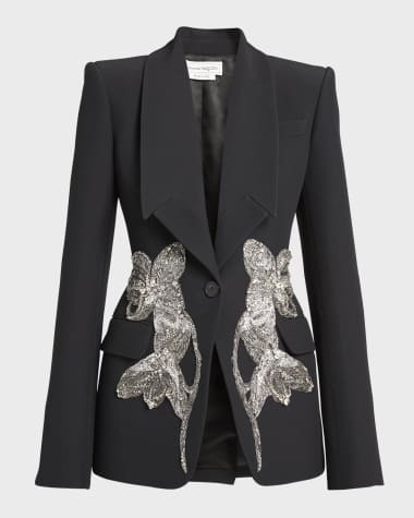 Alexander McQueen Embellished Crepe Blazer Jacket
