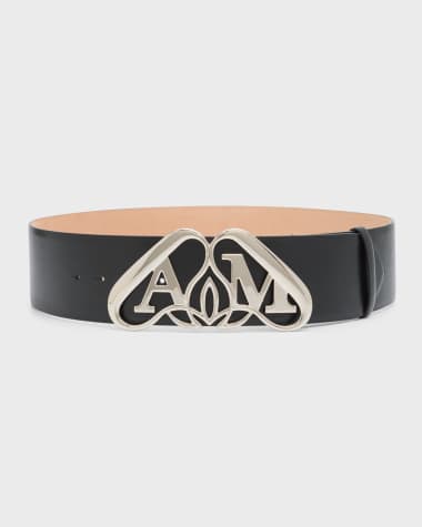 Alexander McQueen Wide Leather Belt With Silver Logo Detail