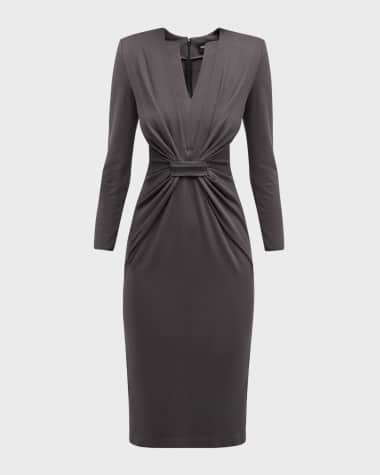 Giorgio Armani Tab-Front Gathered Jersey Sheath Dress