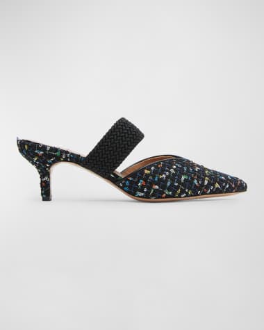 Malone Souliers Maisie Tweed Kitten-Heel Mules
