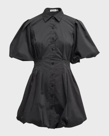 SIMKHAI Cleo Polin Balloon-Sleeve Pleated Mini Dress