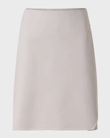 Akris Cotton Short Skirt with Trapezoid Slit Detail