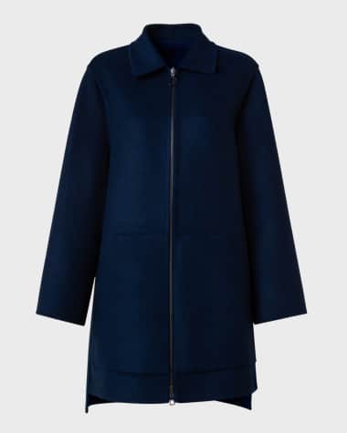 Akris Fabiola Brushed Cashmere Collared Coat