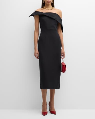 Asymmetrical velvet gown in black - Roland Mouret