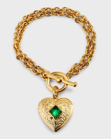 Ben-Amun Toggle Bracelet with Stone and Heart Locket