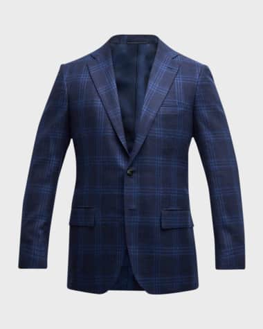 Kiton Men's Plaid Silk-Blend Sport Coat