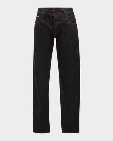 KNT Men's Black Selvedge Denim Slim-Straight Jeans