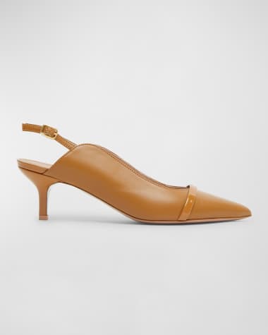 Malone Souliers Marion Leather Kitten-Heel Slingback Pumps