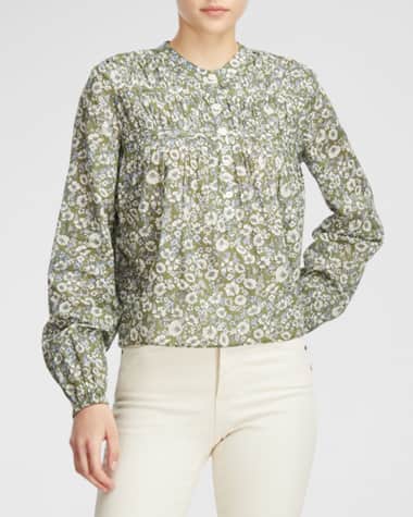 Veronica Beard Bonalie Floral Long-Sleeve Top