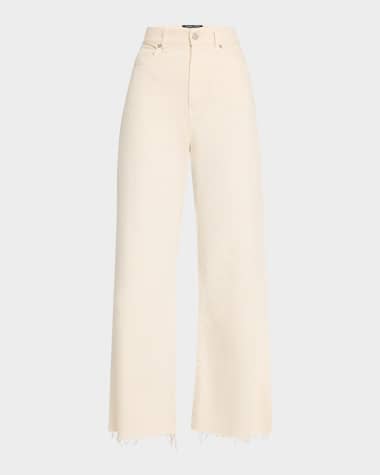Veronica Beard Taylor Cropped High Rise Wide-Leg Jeans