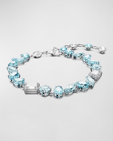 SWAROVSKI Gema Rhodium-Plated Mix-Cut Blue Crystal Necklace