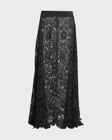 Anne Fontaine Cap Handkerchief Floral Lace Maxi Skirt